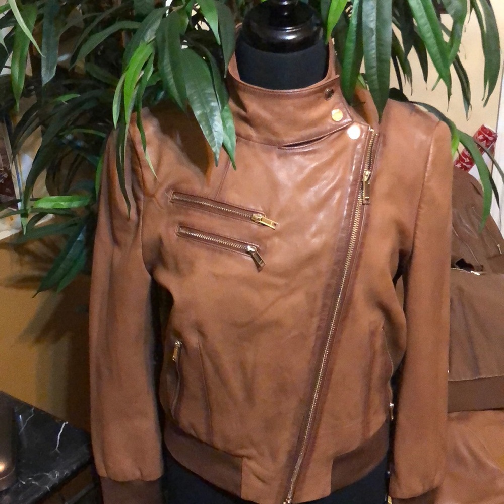 DKNY DISTRESSED LEATHER JACKET